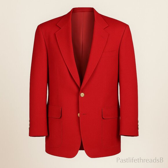 Vintage Edwards Red Blazer — Made in USA | Gold Crest Buttons | Heritage - Picture 4 of 14